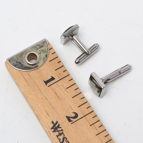 Swarovski Crystal Square Faceted Cufflinks Jewel Bling Silver Swan Stamped - Picture 9 of 11